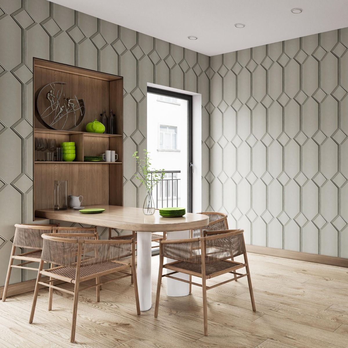 Alessia Panel Vinyl Wallpaper - Grey - Belgravia - 215 - Premier Wallcovering