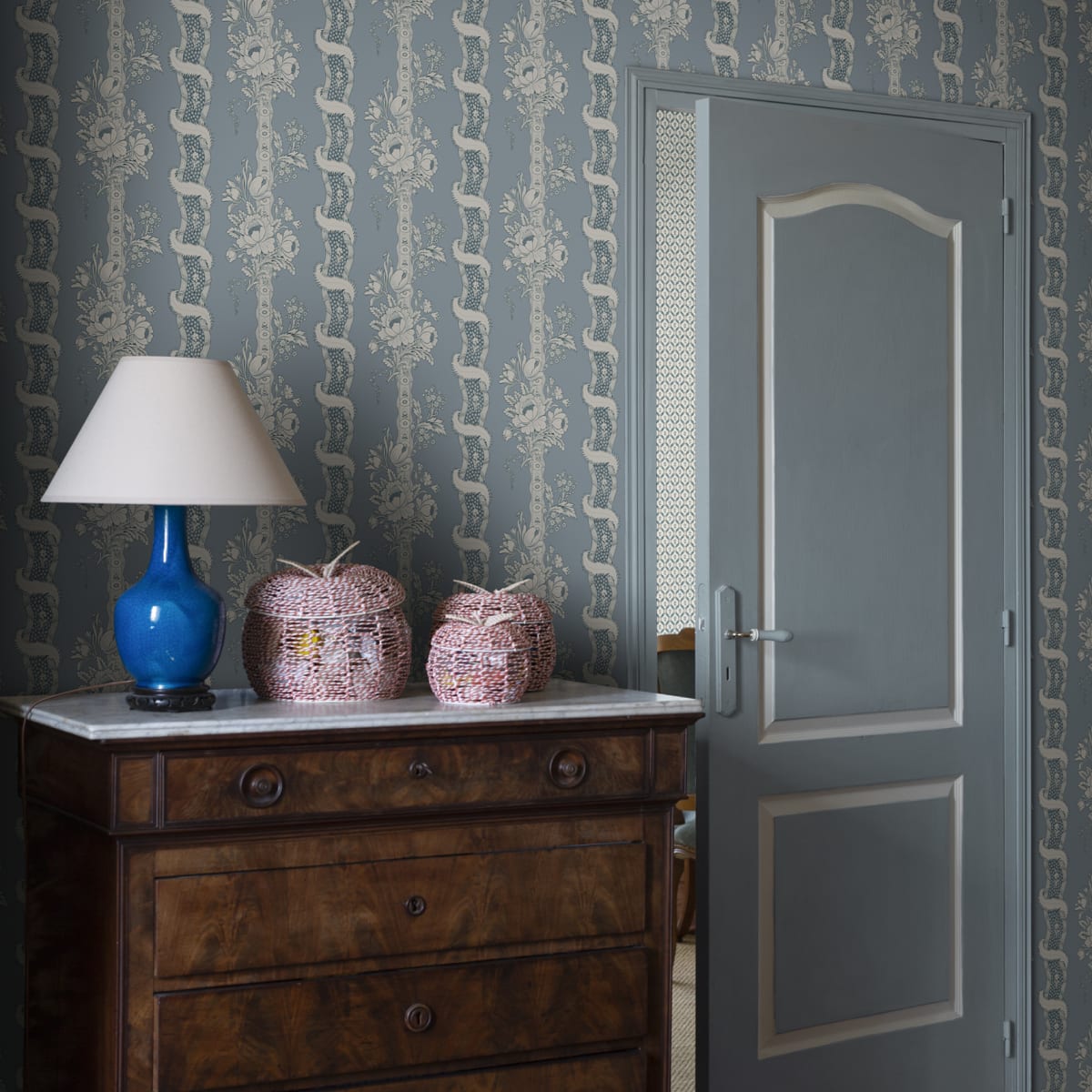 Alexandra Wallpaper - Misty Blue - Sandberg - S10250 - Premier Wallcovering