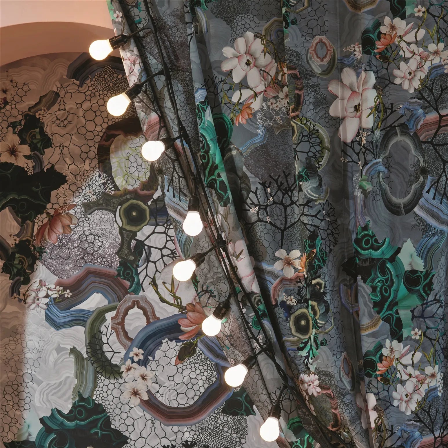 Algae Bloom Fabric - Graphite - Christian Lacroix - FCL7062/02 - Premier Wallcovering