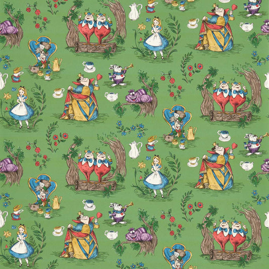 Alice In Wonderland Wallpaper - Gumball Green - DDIW217285 - Sanderson - Premier Wallcovering