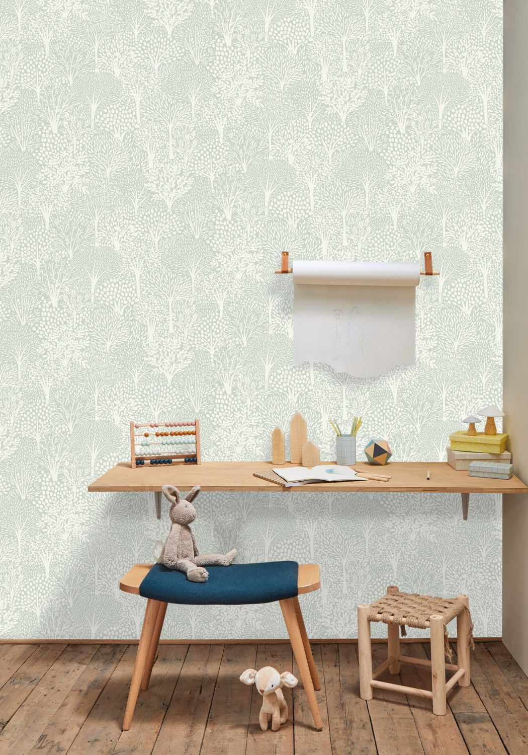 Alice Wallpaper - Vert D'eau Blanc - Caselio - 104407053 - Premier Wallcovering