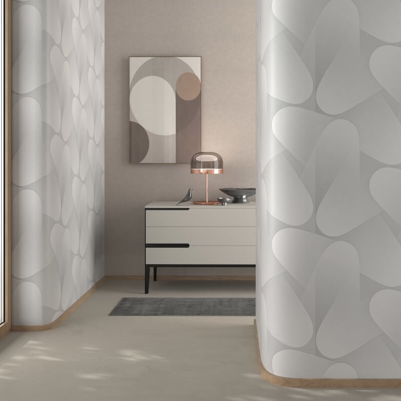 Allure Retro Geometric Metallic Wallpaper - White/Grey - Erismann - 10423 - 31 - Premier Wallcovering
