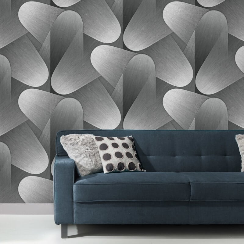 Allure Retro Geometric Metallic Wallpaper - Grey - Erismann - 10423 - 29 - Premier Wallcovering