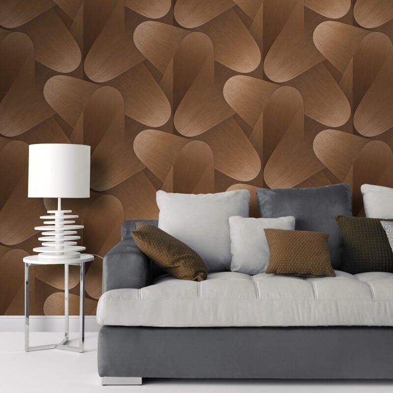 Allure Retro Geometric Metallic Wallpaper - Brown/Bronze - Erismann - 10423 - 48 - Premier Wallcovering
