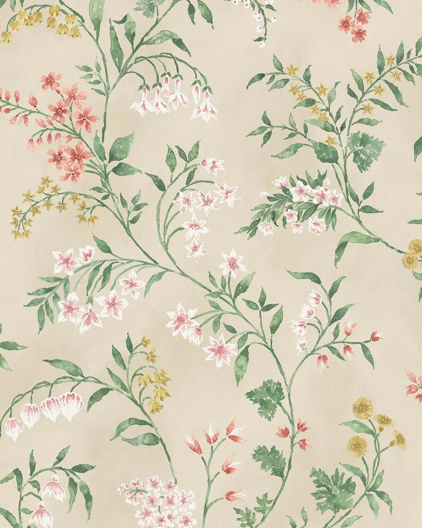 Almora Wallpaper - Coral/ Yellow/ Green - Nina Campbell - NCW4491 - 03 - Premier Wallcovering