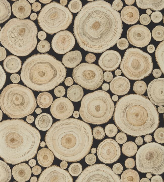 Alnwick Logs Wallpaper - Lacquer Black - DEBB216510 - Sanderson - Premier Wallcovering