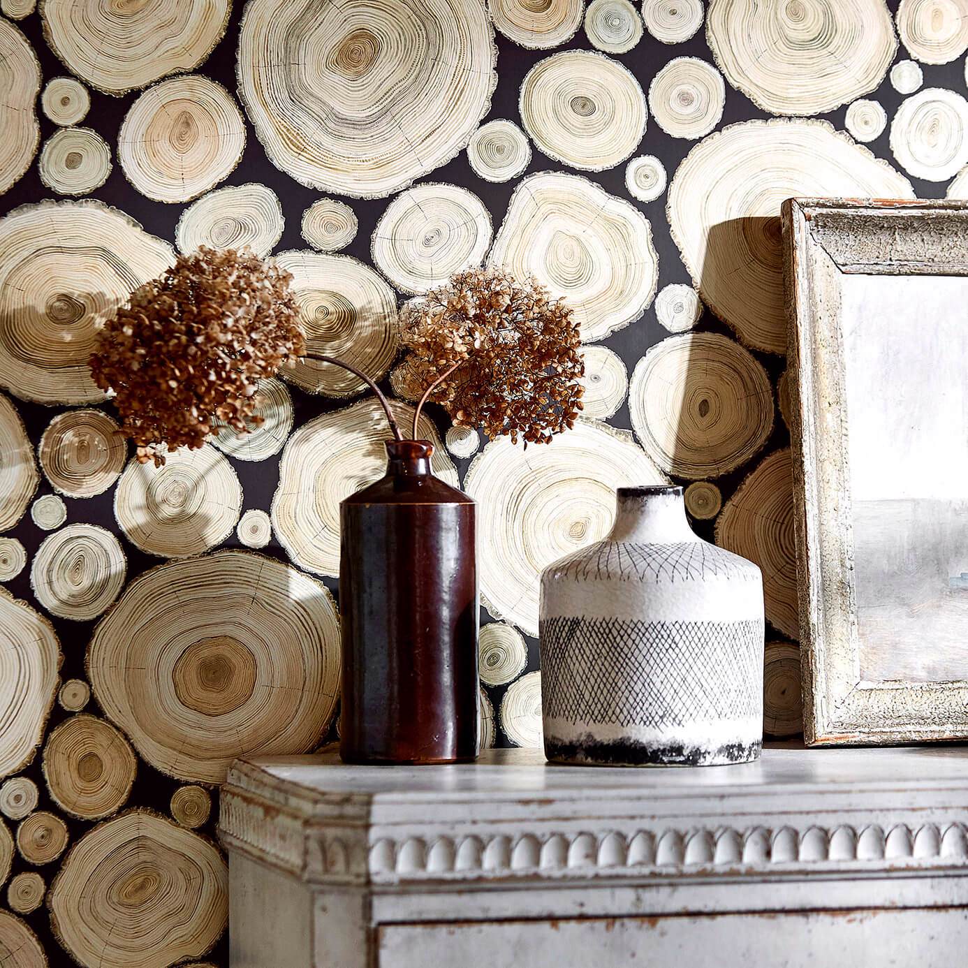 Alnwick Logs Wallpaper - Birch - Sanderson - DEBB216507 - Premier Wallcovering