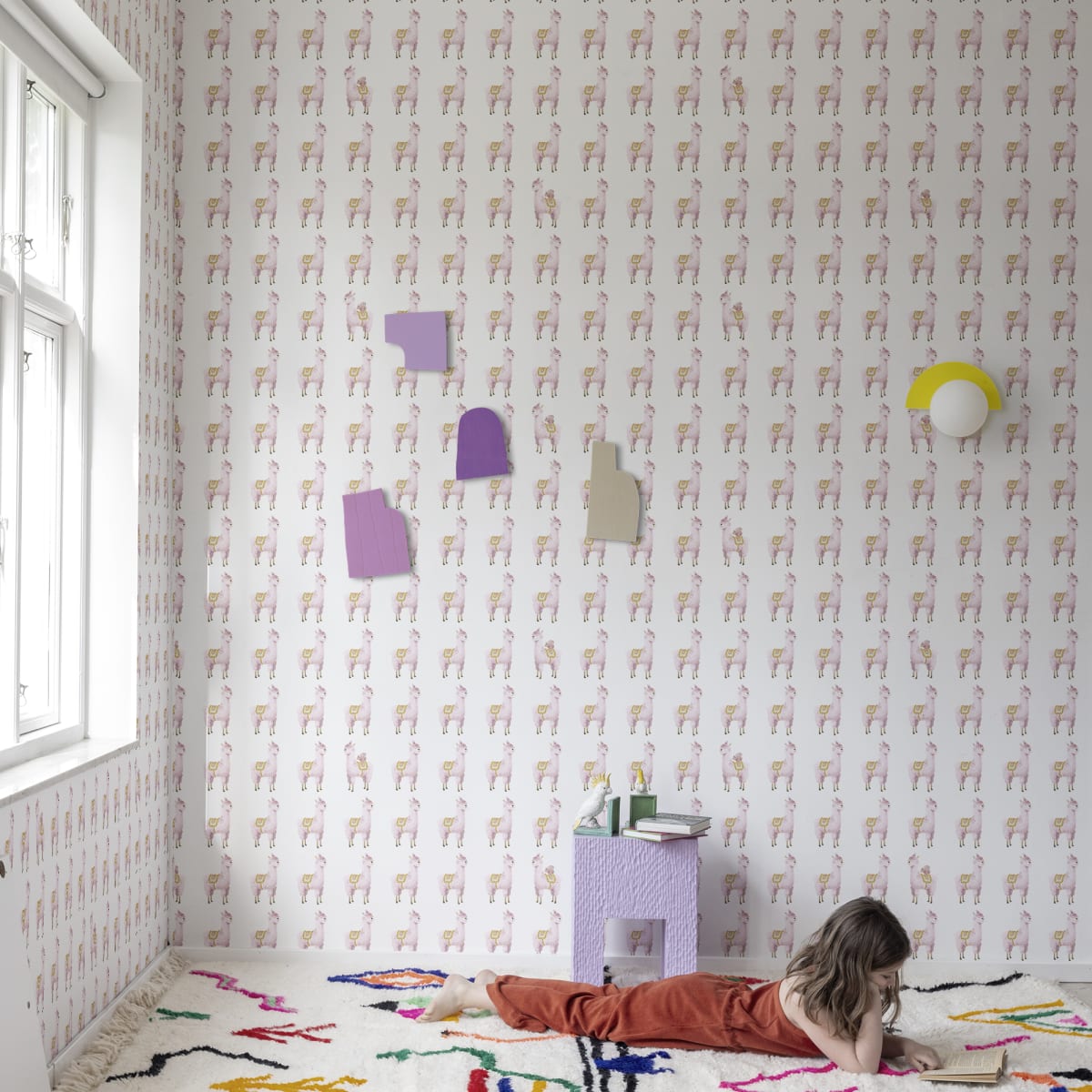 Alpaca Rebel Wallpaper - Pink - Rebel Walls - R18131 - Premier Wallcovering