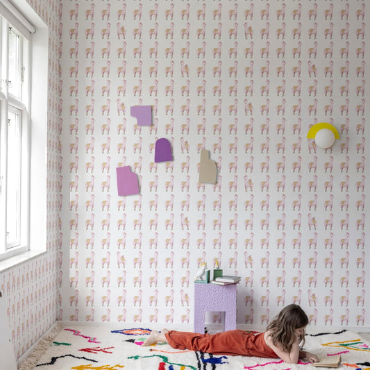 Alpaca Rebel Wallpaper - Pink - Rebel Walls - R18131 - Premier Wallcovering