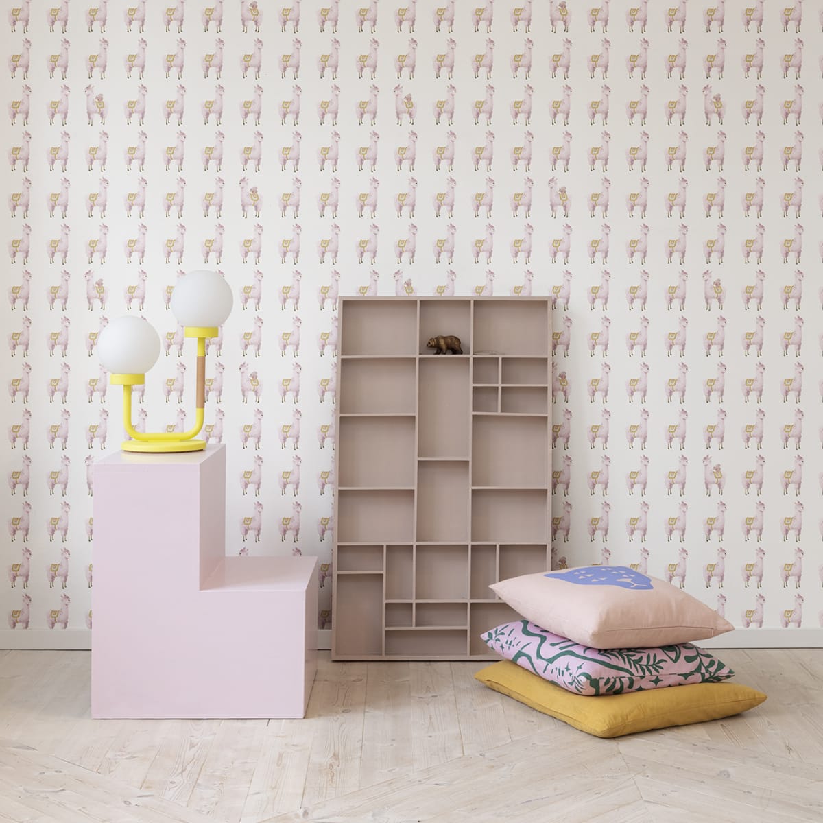 Alpaca Rebel Wallpaper - Pink - Rebel Walls - R18131 - Premier Wallcovering