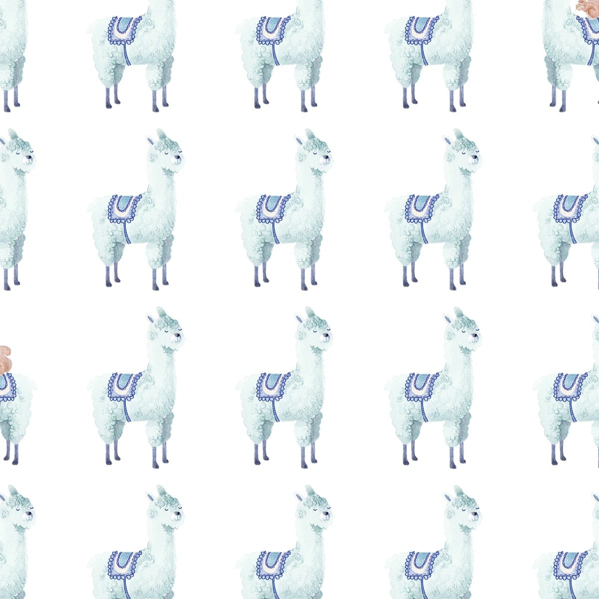 Alpaca Rebel Wallpaper - Sky - Rebel Walls - R18132 - Premier Wallcovering