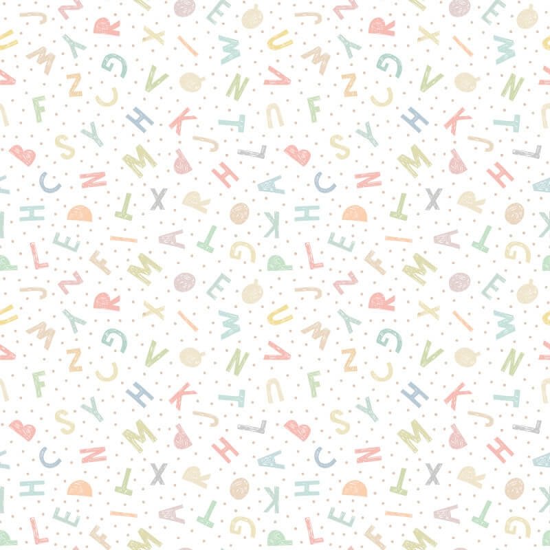 Alphabet Jumble Wallpaper - Soft Sorbet - Hoopla Walls - HWA1278W - Premier Wallcovering