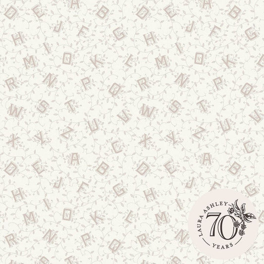 Alphabet Wallpaper - Dove Grey - Laura Ashley - 119862 - Premier Wallcovering