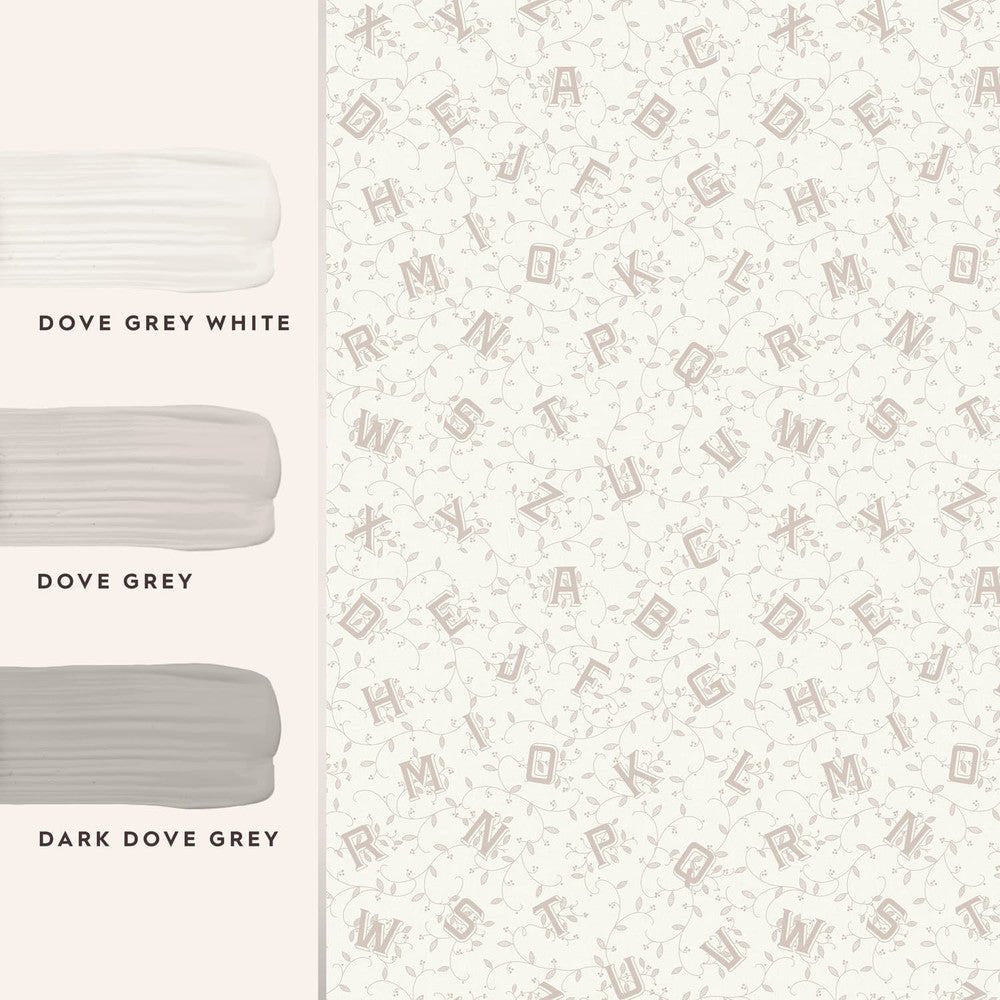 Alphabet Wallpaper - Dove Grey - Laura Ashley - 119862 - Premier Wallcovering