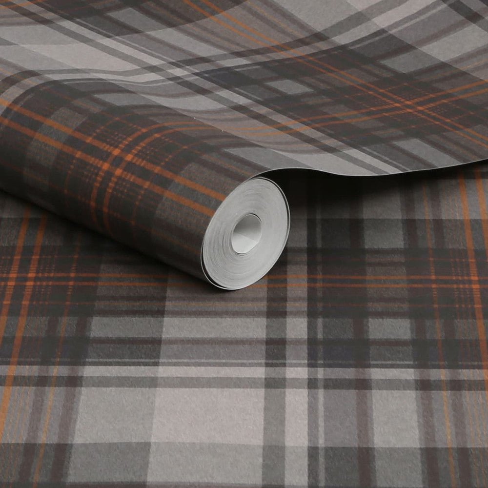 Alpine Lodge Check Wallpaper - Grey - Next - 121197 - Premier Wallcovering