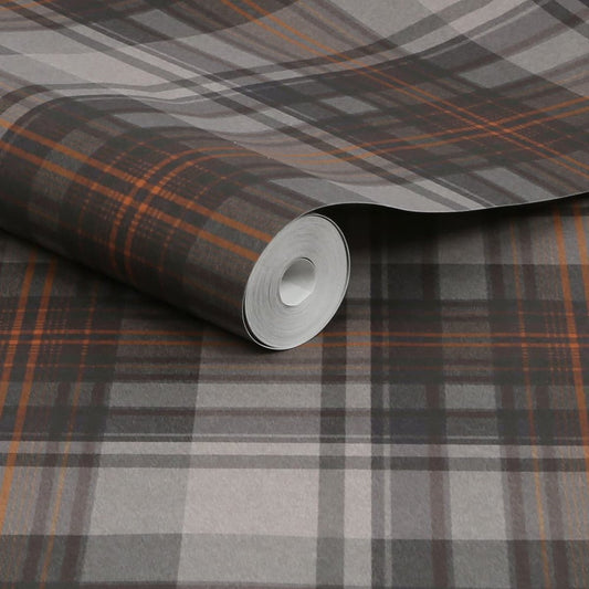 Alpine Lodge Check Wallpaper - Grey - Next - 121197 - Premier Wallcovering