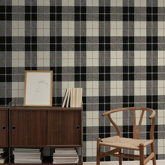 Altarinda Plaid Wallpaper - Blacksmith & Red - NextWall - NW58100 - Premier Wallcovering