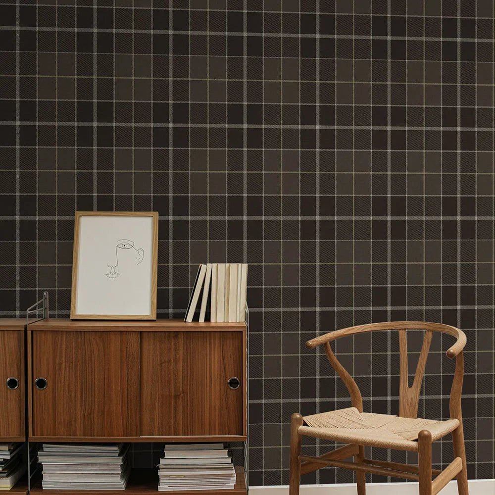 Altarinda Plaid Wallpaper - Coffee - NextWall - NW58106 - Premier Wallcovering