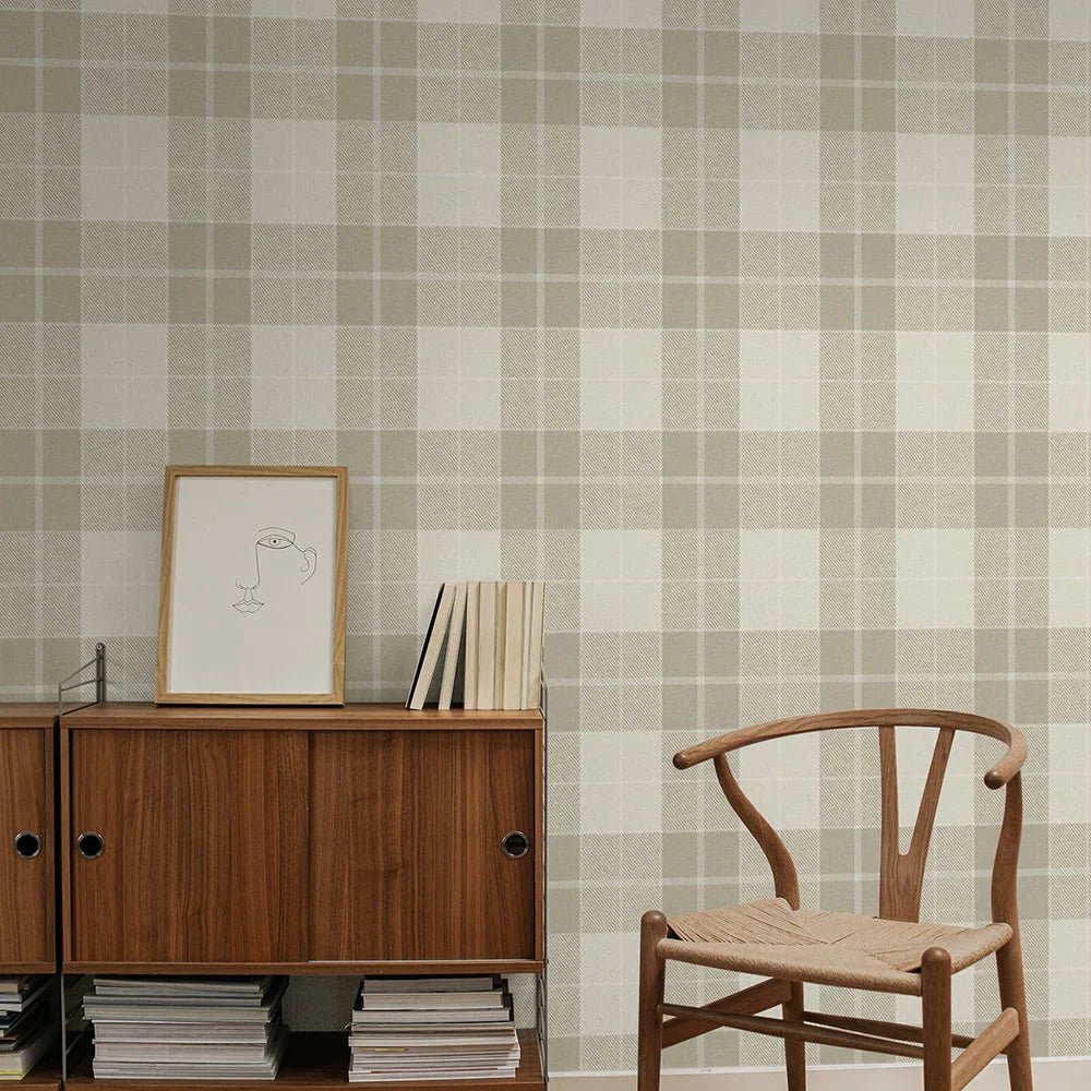 Altarinda Plaid Wallpaper - Creme Brulee - NextWall - NW58110 - Premier Wallcovering
