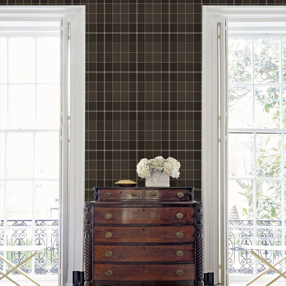 Altarinda Plaid Wallpaper - Coffee - NextWall - NW58106 - Premier Wallcovering