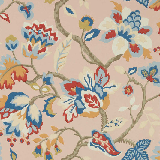 Amanpuri Wallpaper - Salmon/Dove Blue - DOSW217043 - Sanderson - Premier Wallcovering
