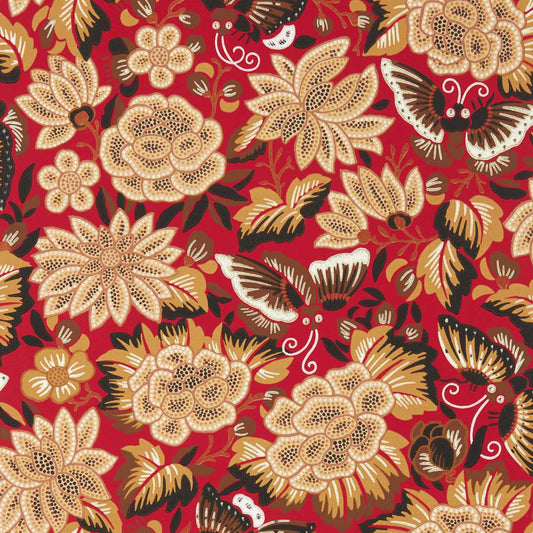 Amara Butterfly Wallpaper - Cinnabar/Ink Black - DWAW217116 - Sanderson - Premier Wallcovering