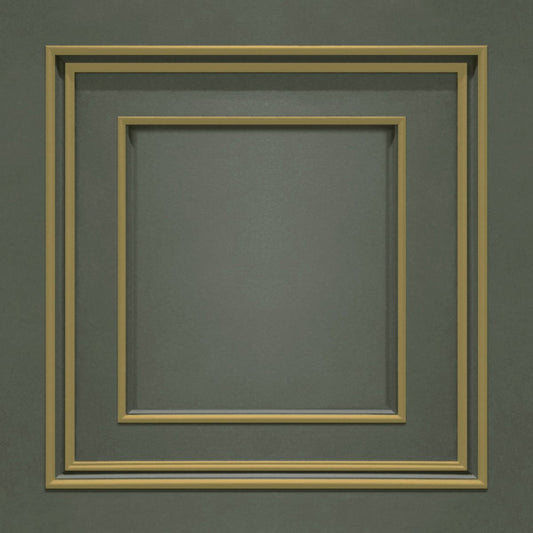 Amara Panel Vinyl Wallpaper - Charcoal / Gold - Belgravia - 7386 - Premier Wallcovering