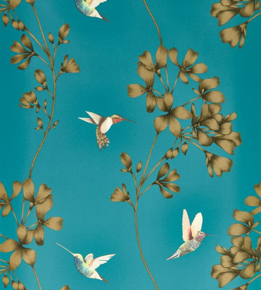 Amazilia Wallpaper - Teal/Gold - HTEW112604 - Harlequin - Premier Wallcovering