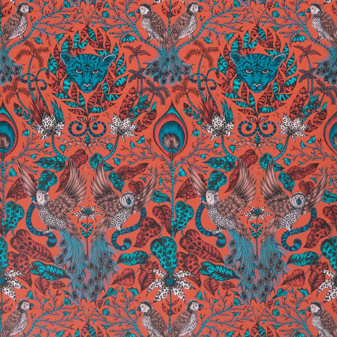 Amazon Wallpaper - Red - Clarke & Clarke - Emma J Shipley - W0098/05 - Premier Wallcovering