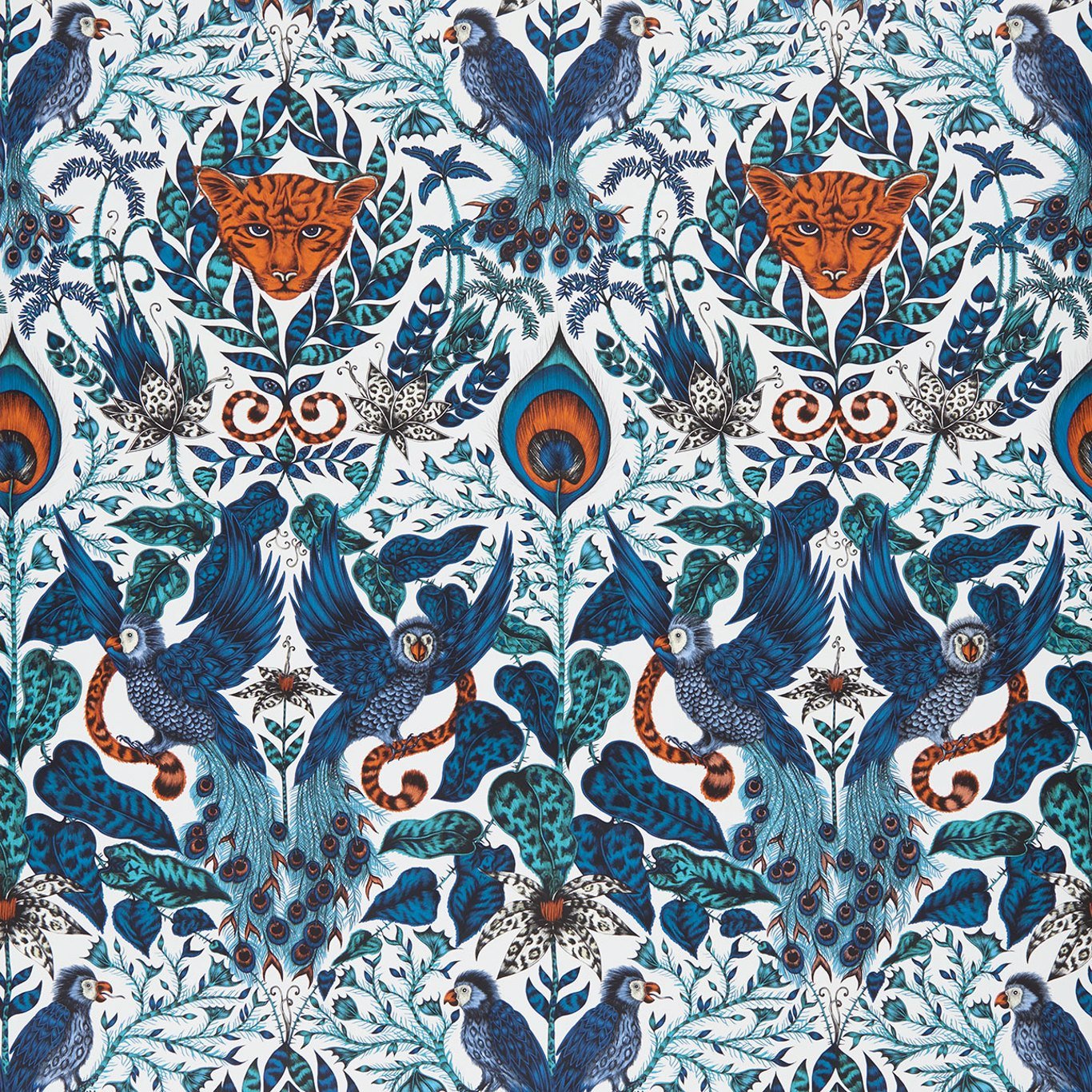 Amazon Wallpaper - Blue - Clarke & Clarke - Emma J Shipley - W0098/01 - Premier Wallcovering