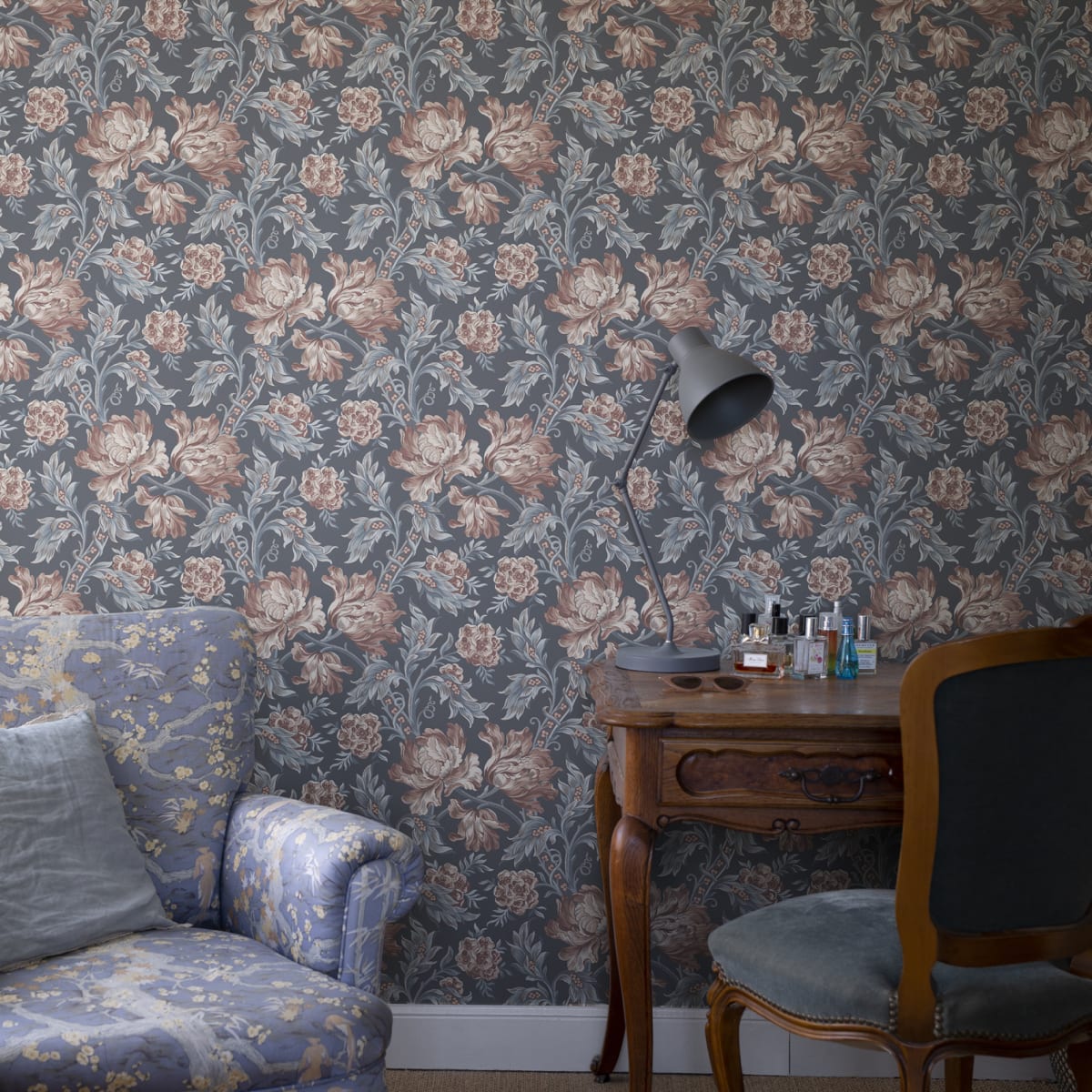 Amelia Wallpaper - Indigo Blue - Sandberg - S10253 - Premier Wallcovering