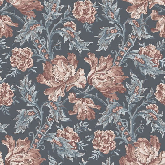Amelia Wallpaper - Indigo Blue - Sandberg - S10253 - Premier Wallcovering