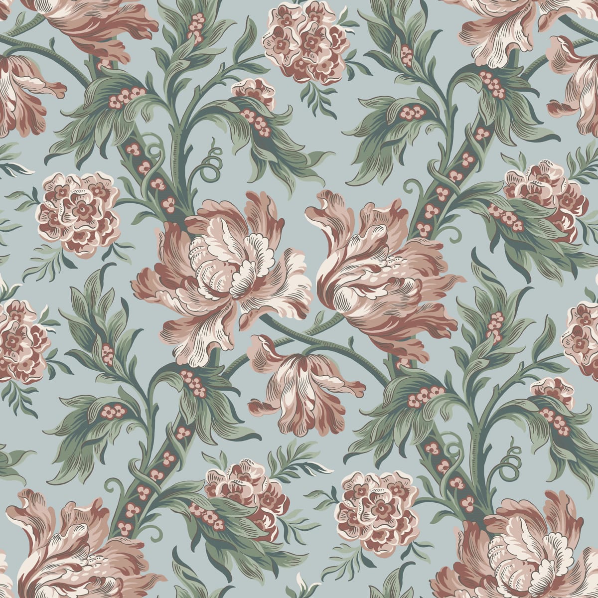 Amelia Wallpaper - Sky Blue - Sandberg - S10251 - Premier Wallcovering