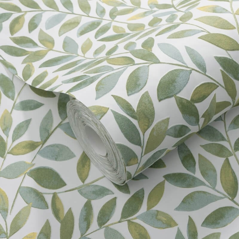 Ameroso Leaf Metallic Wallpaper - Green - Erismann - 10462 - 07 - Premier Wallcovering