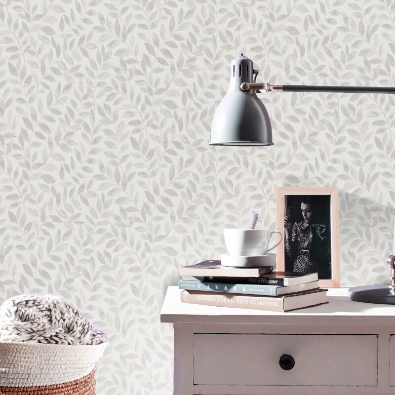 Ameroso Leaf Metallic Wallpaper - Grey - Erismann - 10462 - 10 - Premier Wallcovering