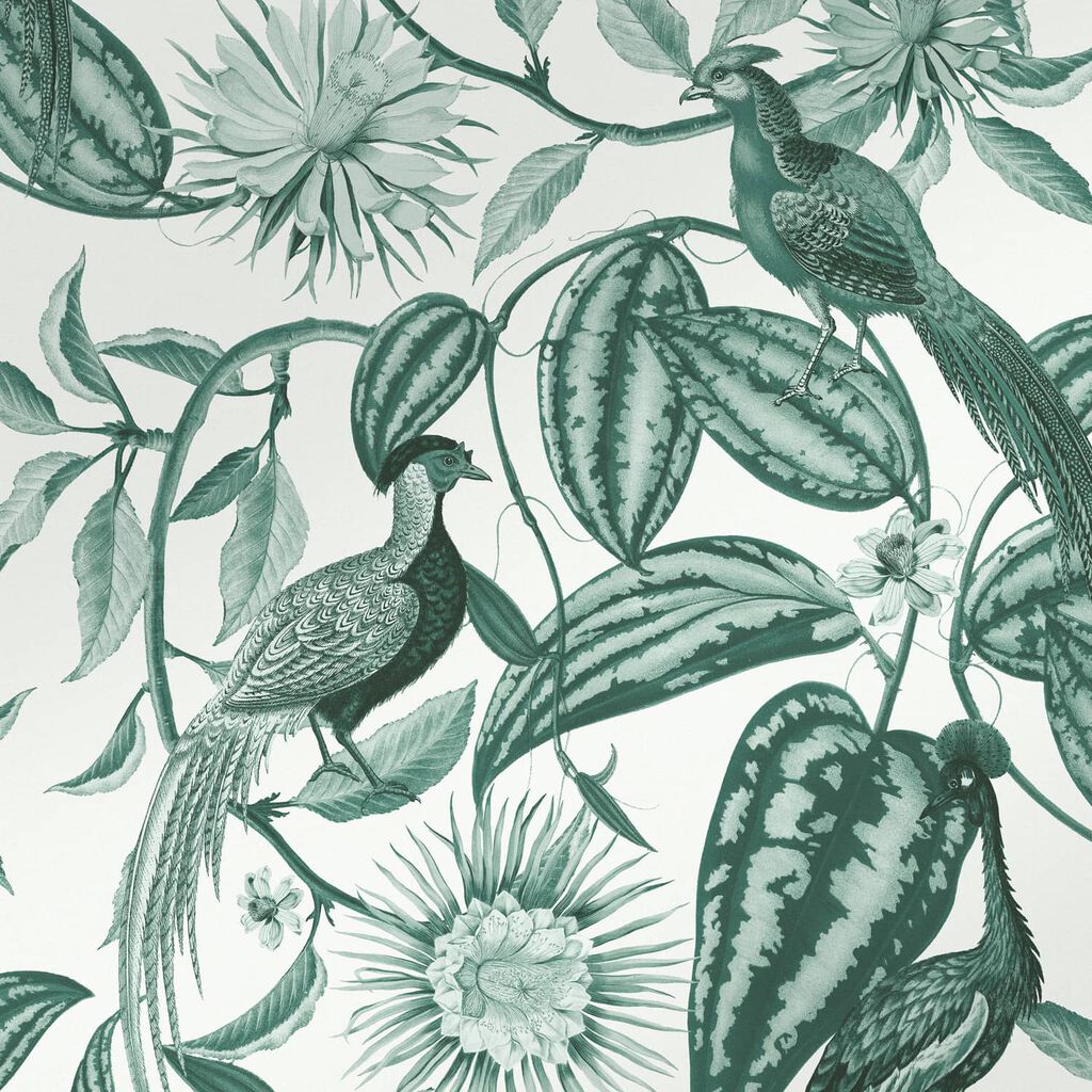 Amhersts Garden Wallpaper - Teal - Graham & Brown - 120650 - Premier Wallcovering