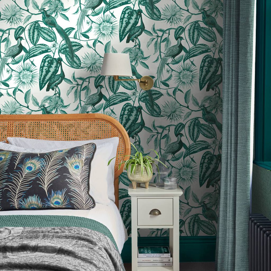 Amhersts Garden Wallpaper - Teal - Graham & Brown - 120650 - Premier Wallcovering