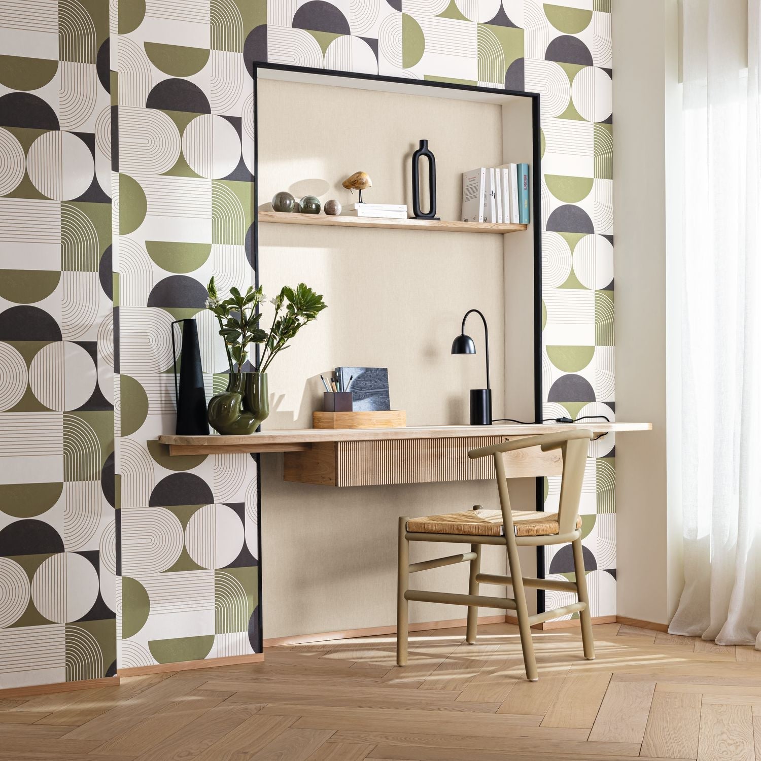 Amplitude Wallpaper - Vert Kaki - Caselio - 105500722 - Premier Wallcovering