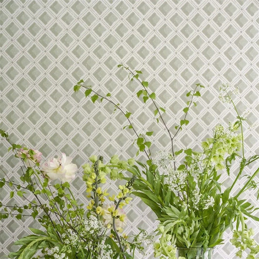 Amsee Geometric Wallpaper - Lichen - English Heritage - PEH0002/04 - Premier Wallcovering