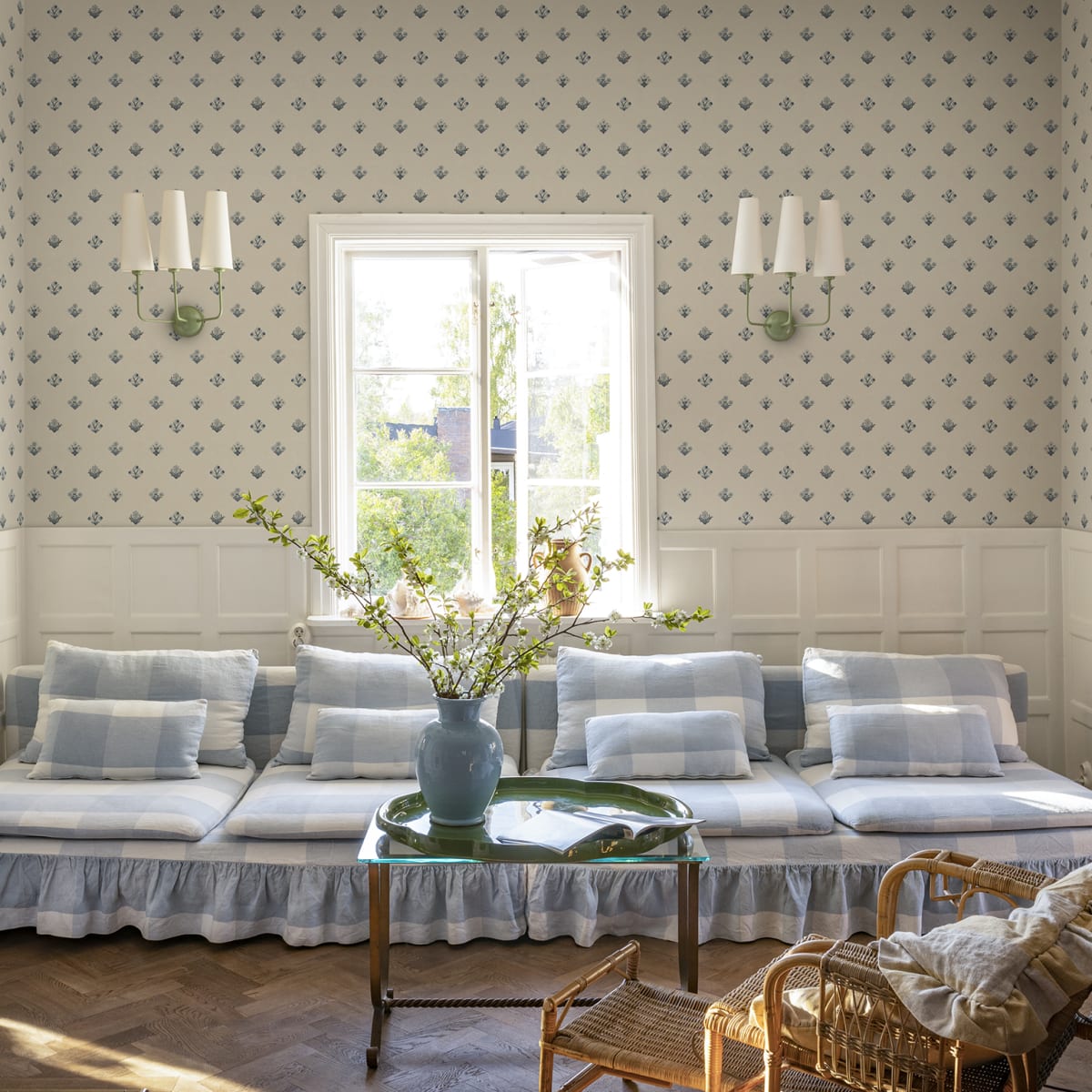 Amy Wallpaper - Blue - Sandberg - S10817 - Premier Wallcovering