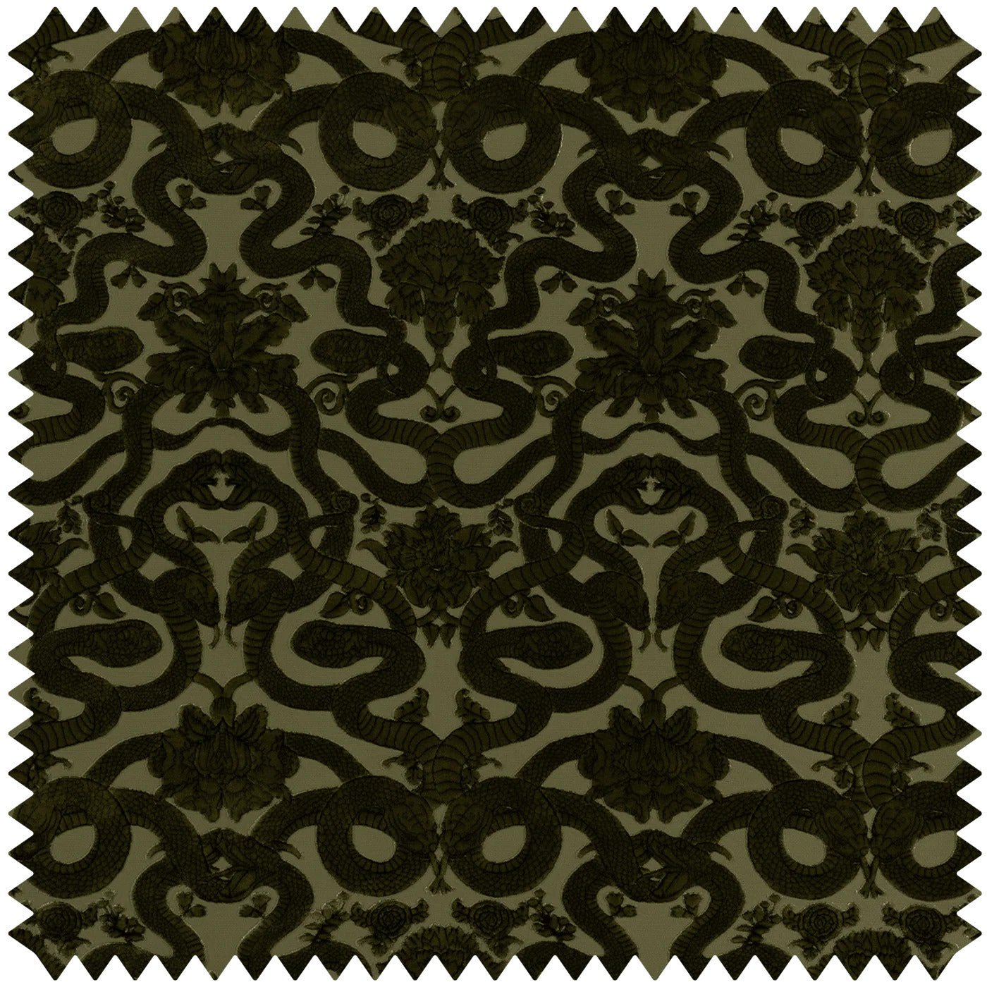 Anaconda Cut Fabric - Olive-Green - House of Hackney - 1-FA-ANC-VE-OLI-XXX-XXX - Premier Wallcovering