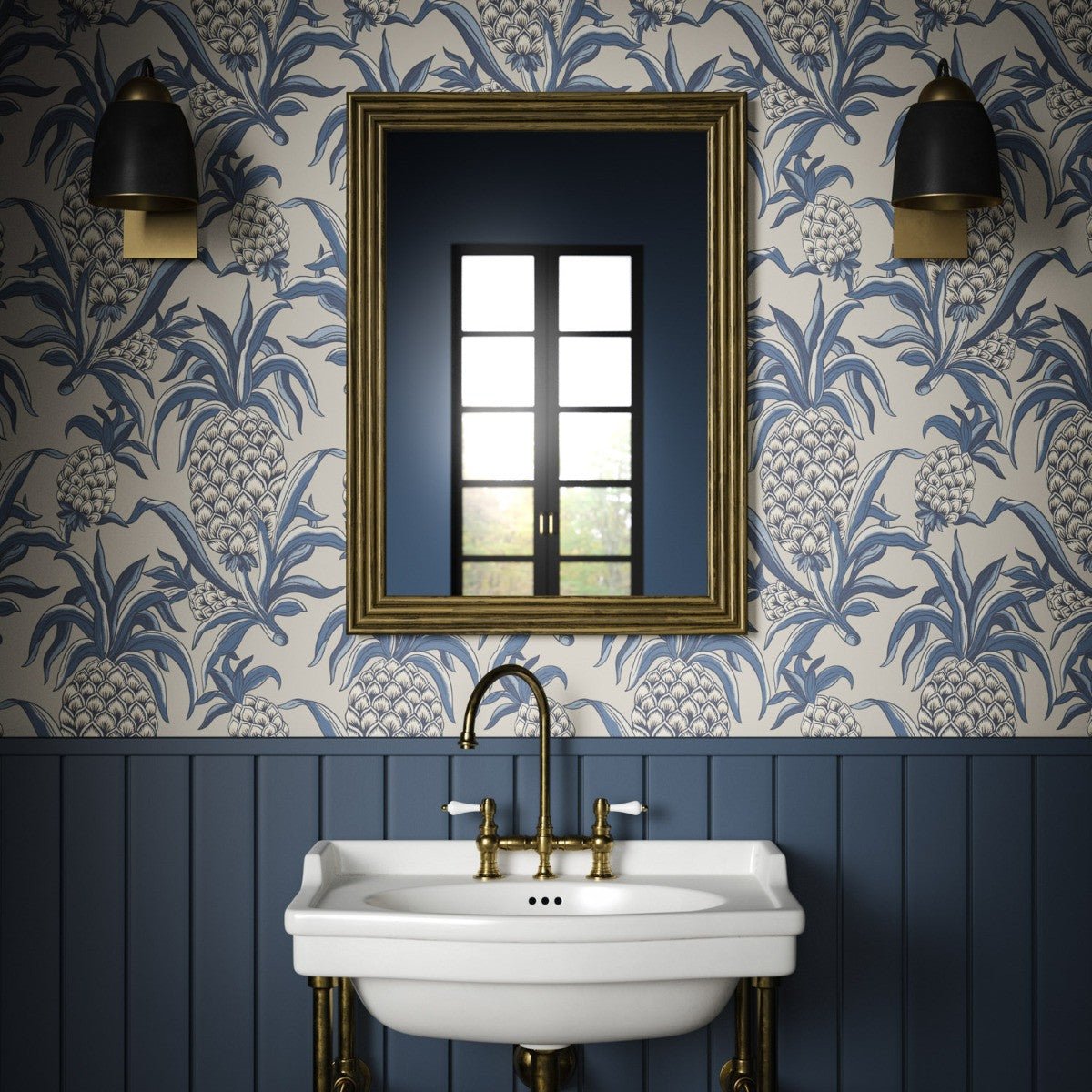 Ananas Wallpaper - Taupe - Warner House - Premier Wallcovering