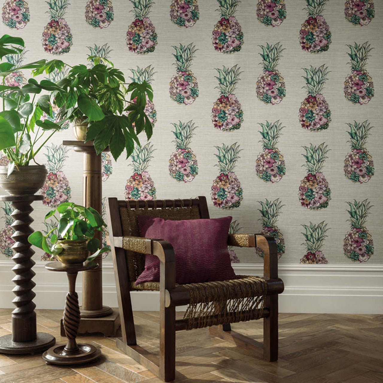 Ananas Wallpaper - Cerise/ Lemon/ Mint - Matthew Williamson - W7266-01 - Premier Wallcovering
