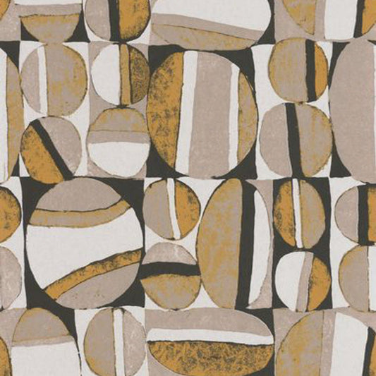 Anangu Nangara Wallpaper - Black & Yellow - Casadeco - 84382501 - Premier Wallcovering