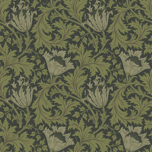 Anemone Wallpaper - Green Black - Midbec - 82005 - Premier Wallcovering