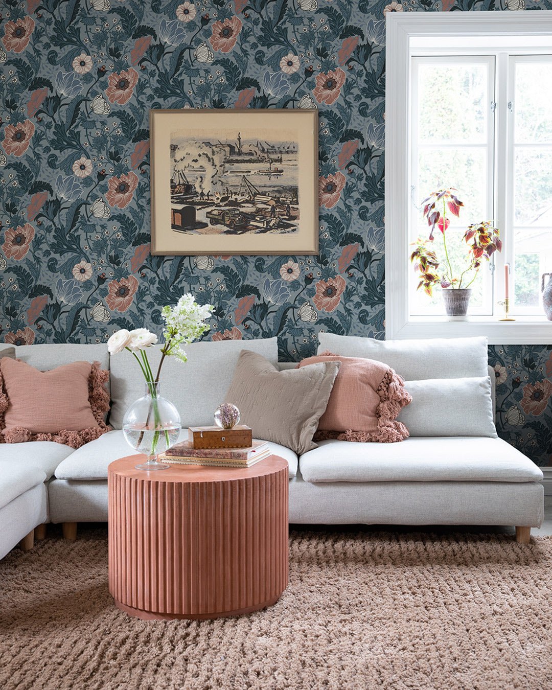 Anemone Wallpaper - Blue - Midbec - 33004 - Premier Wallcovering