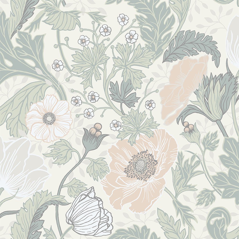 Anemone Wallpaper - Light Gray - Midbec - 33000 - Premier Wallcovering