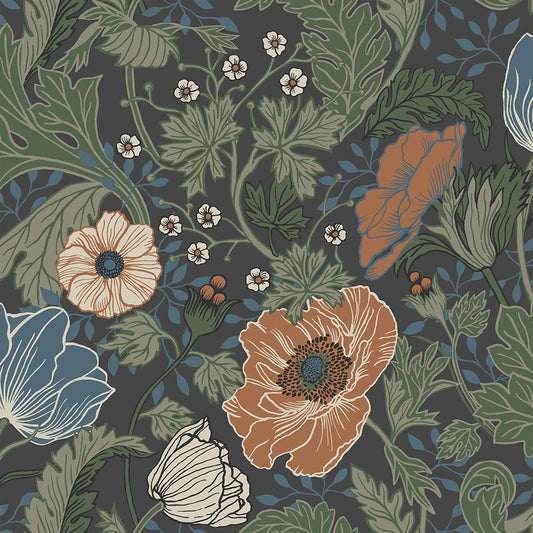Anemone Wallpaper - Green - Midbec - 33003 - Premier Wallcovering