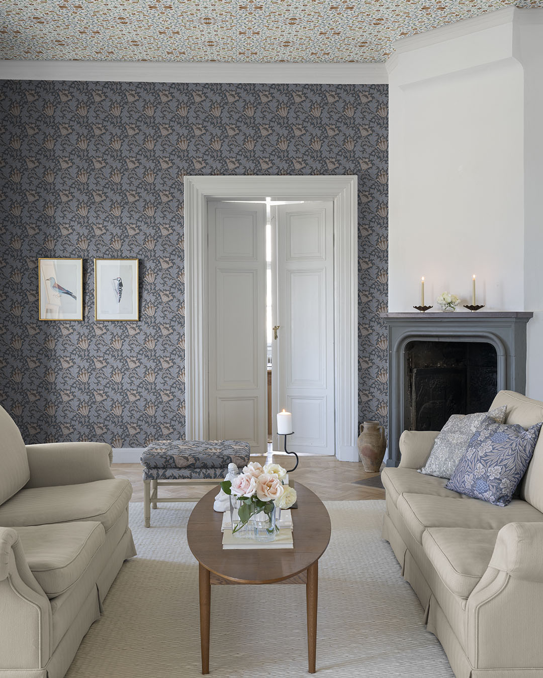 Anemone Wallpaper - Blue Red - Midbec - 82006 - Premier Wallcovering