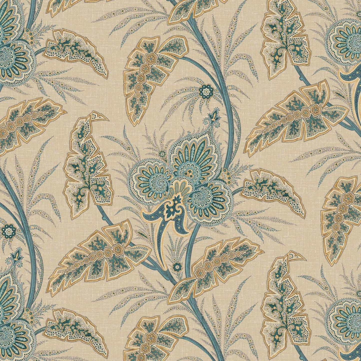 Anika Wallpaper - Teal - Warner House - Premier Wallcovering